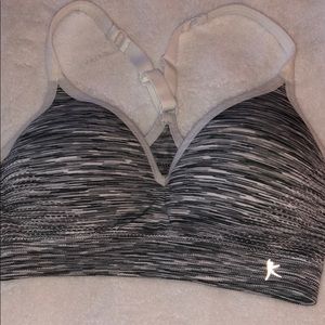 Grey and White Padded Sports Bra